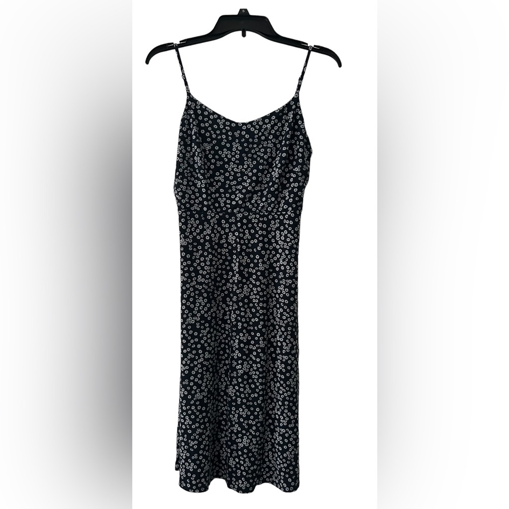 Loft MIDI Floral Dress with Adjustable Straps Navy with White Flowers Size 6P